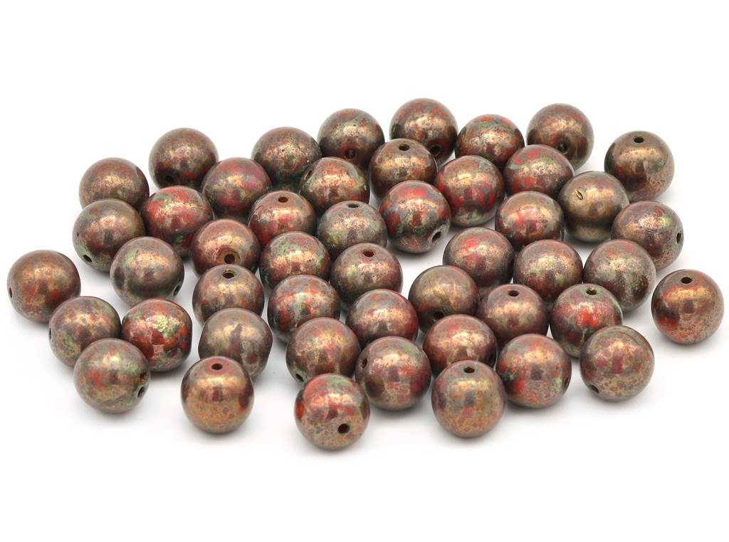 Round Pressed Beads 8 mm, Deep Orange 15615 (93140-15615)