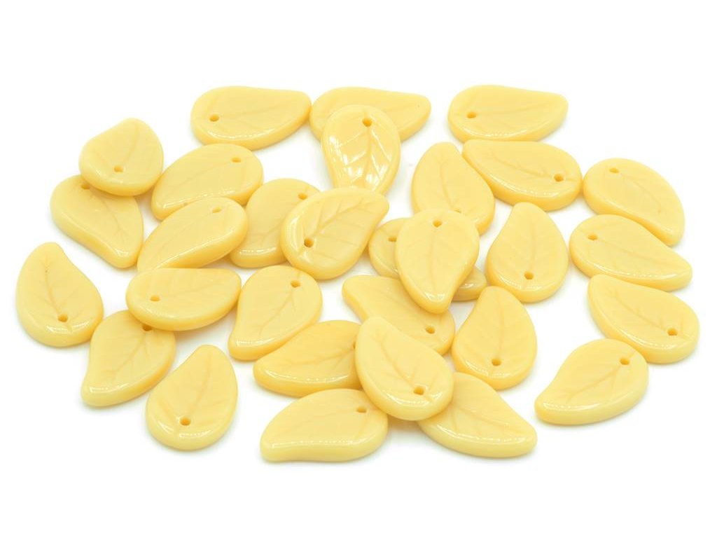 Flat Leaf Beads Beige Glass Czech Republic