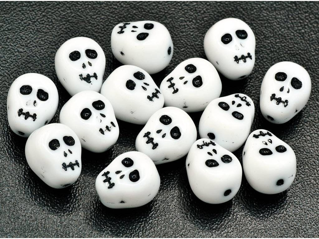 Pressed Beads Skull Braincase 03000/46449 Glass Czech Republic