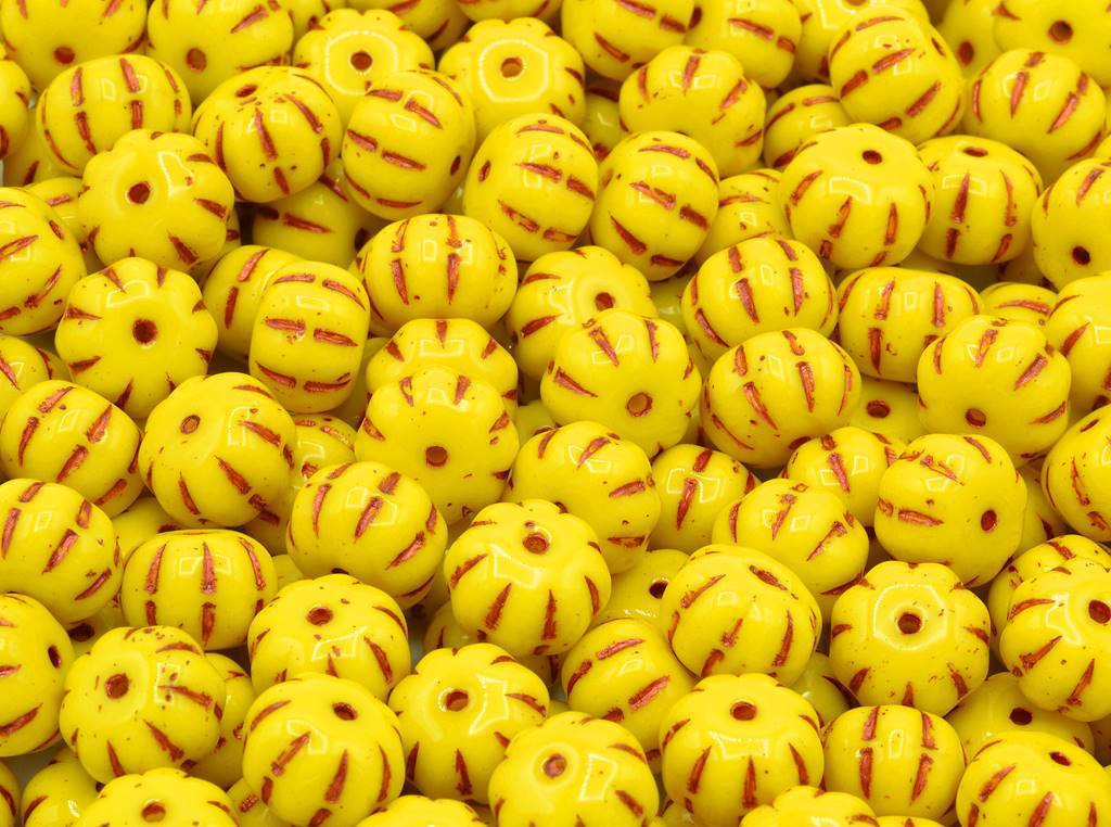 Pumpkin Beads 8 x 11 mm, Yellow Copper Lined (83120-54307)