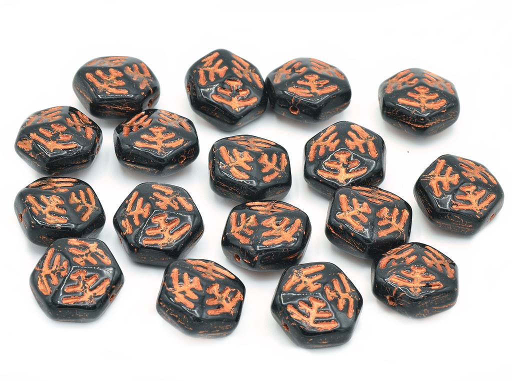 Hexagon Spider Net Beads 12 mm, Black Copper Lined (23980-54307)