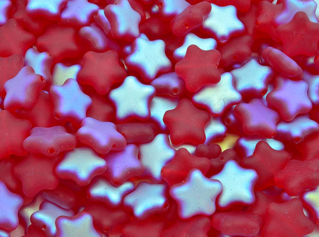 Flat Star Beads 12 mm, Ruby Red Matte Ab (90080-84110-28701-), Bohemia Crystal Glass, Czechia 11130380