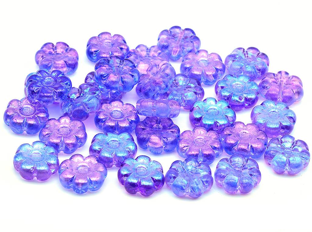 Flower Beads 10 mm, Crystal Glossy Blue Violet (00030-48102)