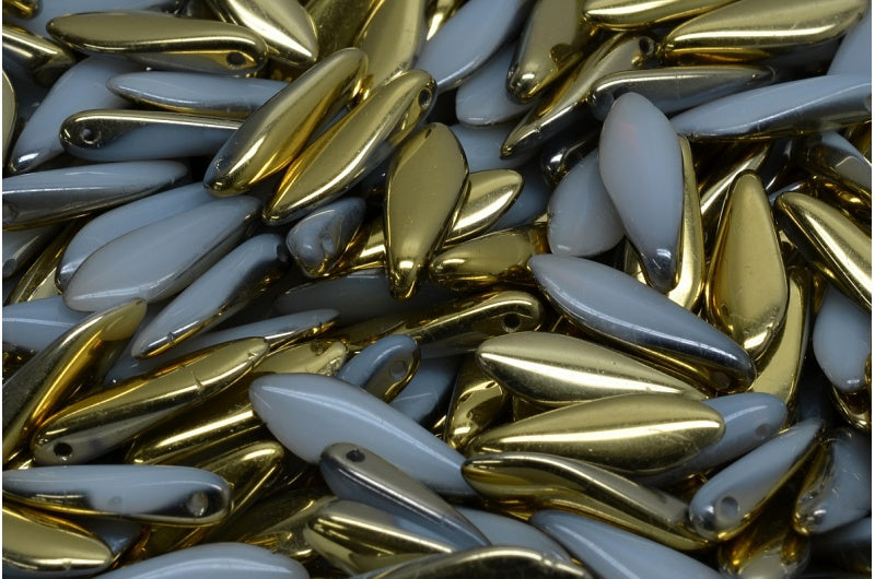 ダガービーズ、ホワイトゴールド(02010-26441)、ガラス、チェコ共和国