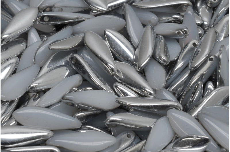 ダガービーズ、ホワイトクリスタルシルバーハーフコーティング(02010-27001)、ガラス、チェコ共和国