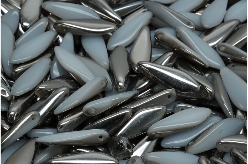 ダガービーズ、ホワイトクロム(02010-27401)、ガラス、チェコ共和国