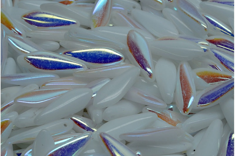 ダガービーズ、ホワイトAb(02010-28701)、ガラス、チェコ共和国