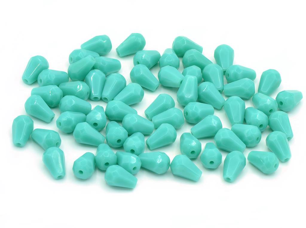 Fire Polished Faceted Beads Pear Drop 7 x 5 mm, Turquoise (63130)