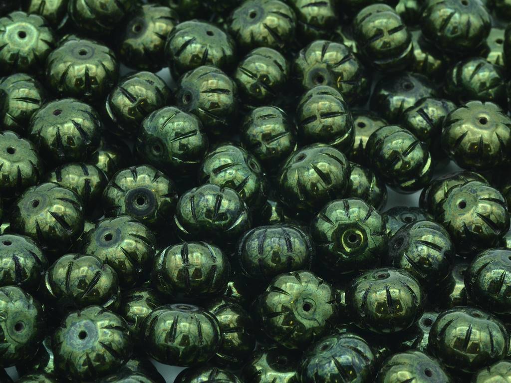 Pumpkin Beads 8 x 11 mm, Black Luster Red Full Coated (23980-14495)