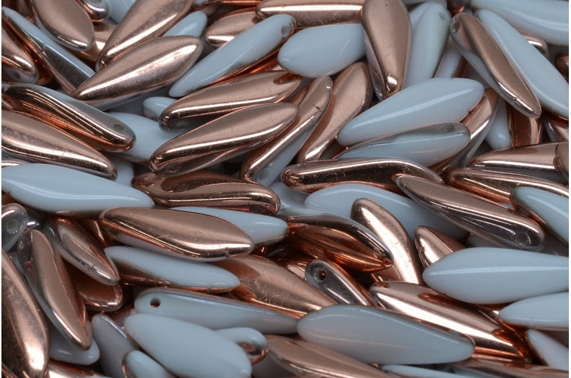 ダガービーズ、ホワイトローズゴールドカプリ(02010-27101)、ガラス、チェコ共和国