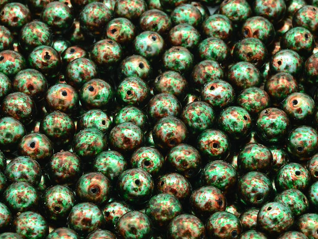 Round Pressed Beads 8 mm, White 89016 (02010-89016)