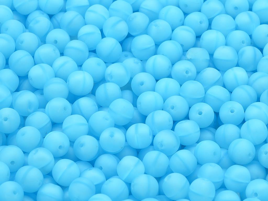 Round Pressed Beads 6 mm, Opal Aqua Matte (61000-84110)