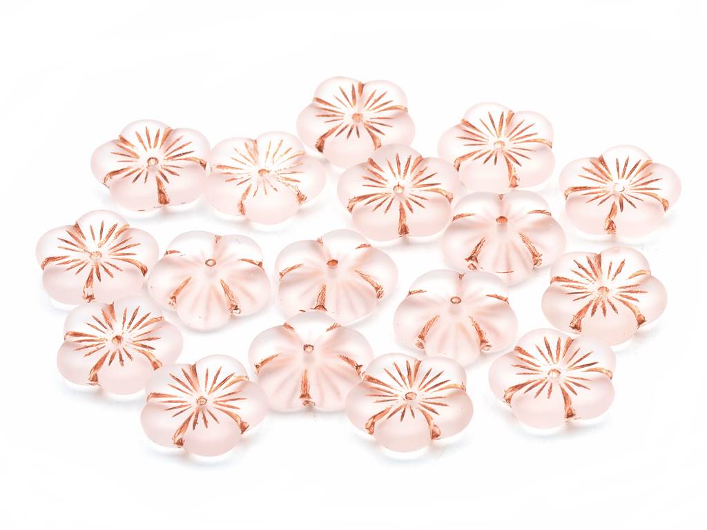 Flat Cherry Flower Beads 14 mm, Crystal Matte Copper Lined (00030-84110-54307)