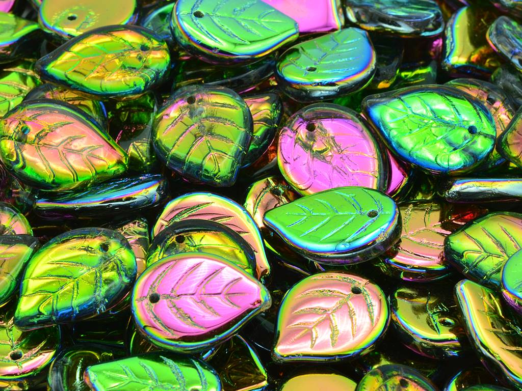 Apple Leaf Beads 18 x 13 mm, Crystal 28137 (30-28137), Bohemia Crystal Glass, Czechia 11100076