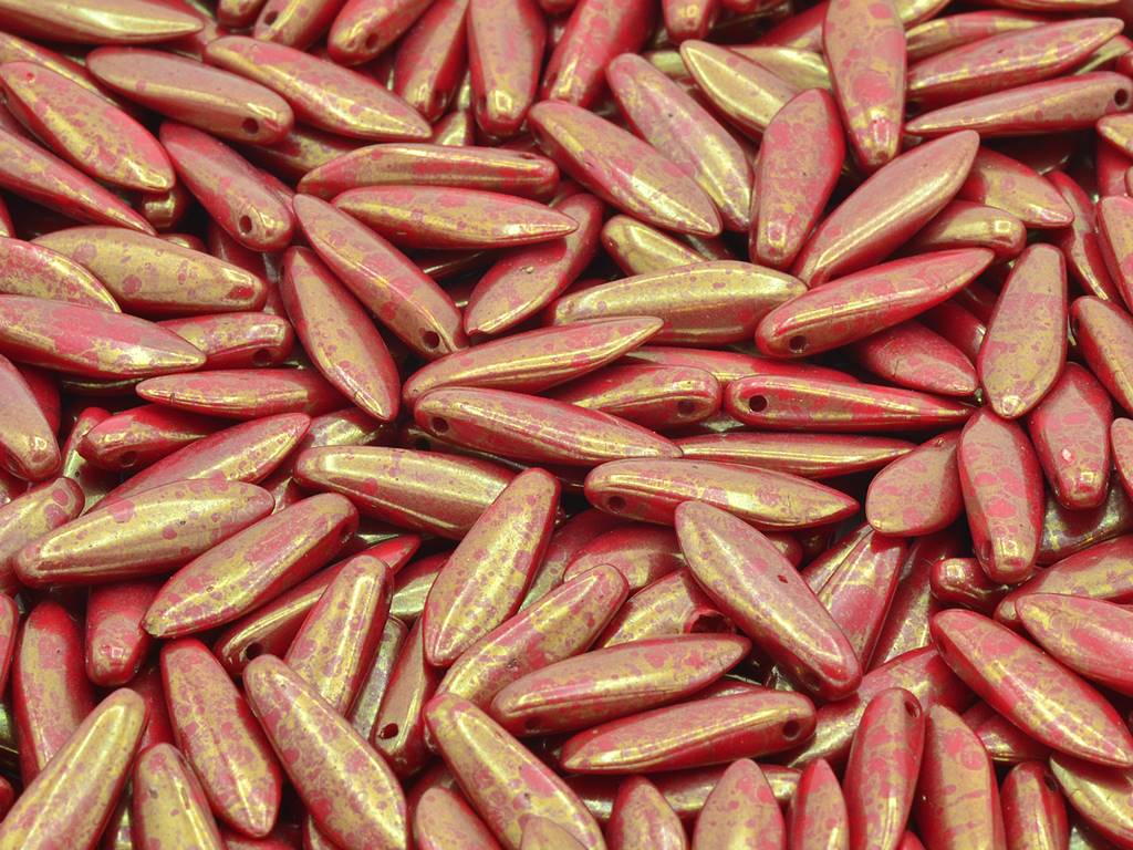 Dagger Beads 5 x 16 mm, Opaque Red Terracotta Red (93210-15495), Bohemia Crystal Glass, Czechia 11169014