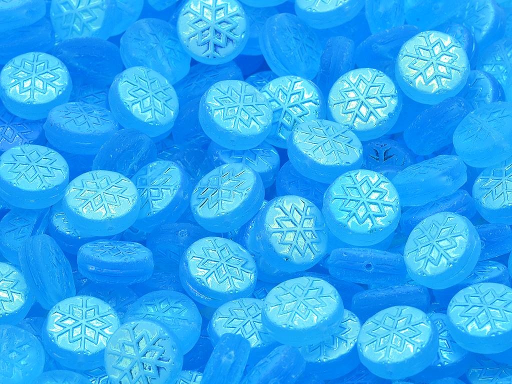 Beads with Snowflake design 1 11 mm, Transparent Aqua Matte Ab (60010-84110-28701)