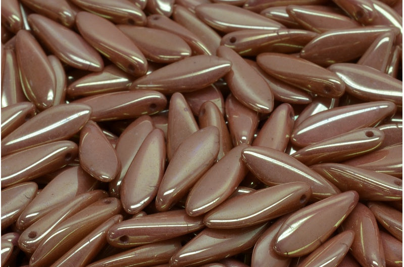 ダガービーズ、ホワイトラスターレッドフルコーティング(02010-14495)、ガラス、チェコ共和国