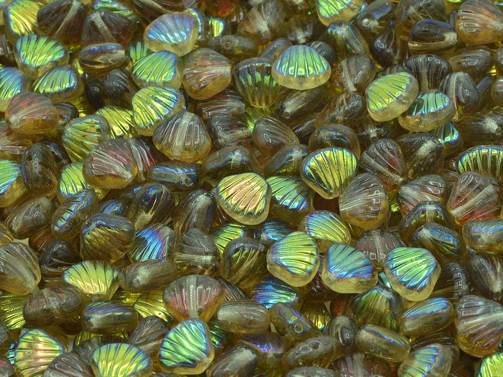 Flat Shell Beads 8 x 7 mm, Transparent Brown 27307 (10210-27307)