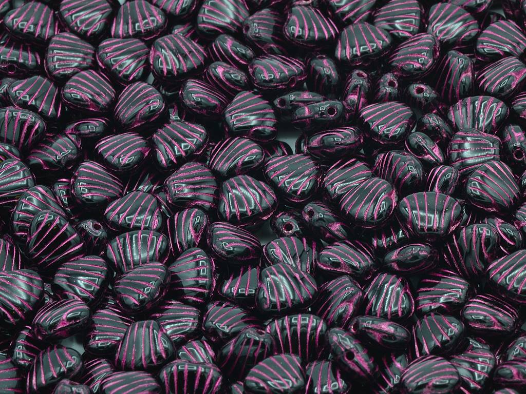 Flat Shell Beads 8 x 7 mm, Black Light Blue Lined (23980-54308)