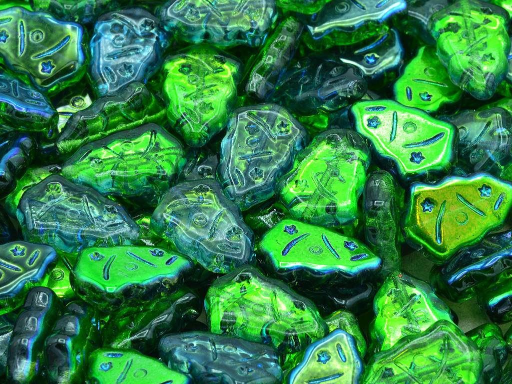 Christmas Tree Beads, Crystal Glossy Green Gray (00030-48118), Glass, Czech Republic