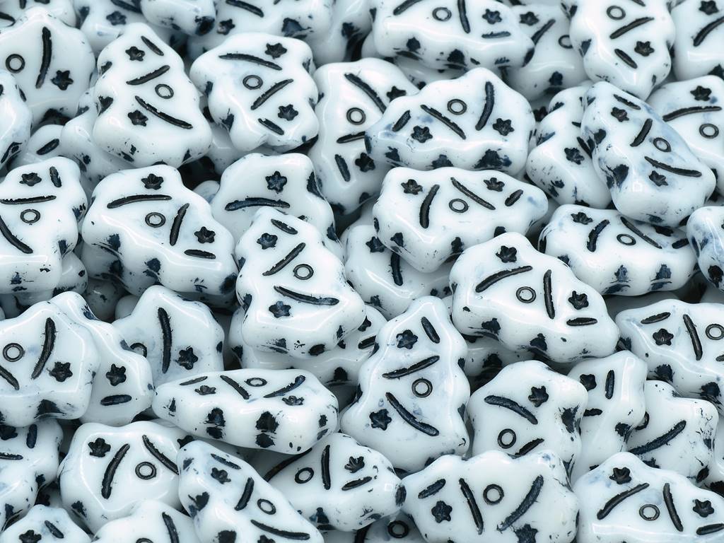 Christmas Tree Beads, Chalk White 46449 (03000-46449), Glass, Czech Republic