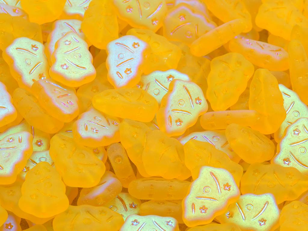 Christmas Tree Beads, Transparent Yellow Matte Ab (80040-84110-28701), Glass, Czech Republic
