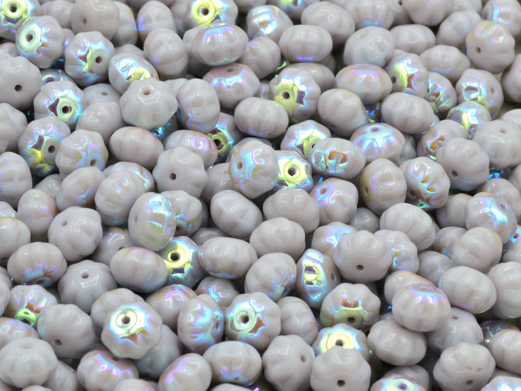 Pumpkin Beads, Purple Ab (23020-28701), Glass, Czech Republic