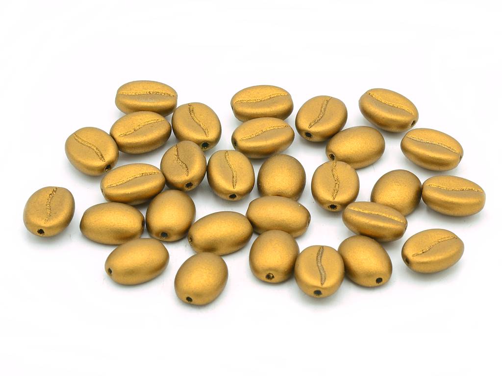 Coffee Bean Beads, Bronze Matte (01740), Glass, Czech Republic
