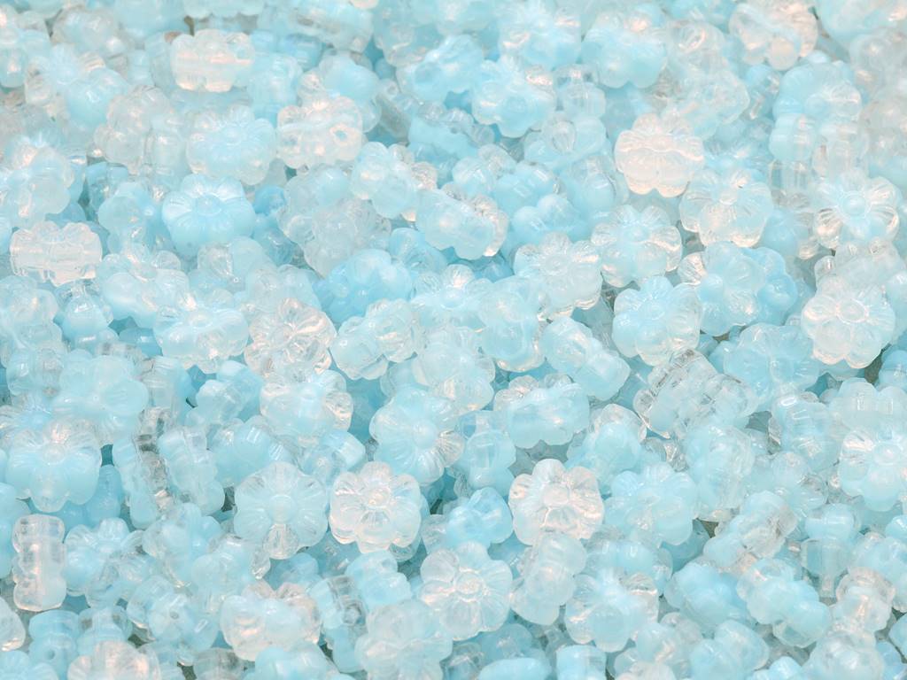 Flower Beads, Mixed Colors Aqua Ii (mix-aqua-ii), Glass, Czech Republic