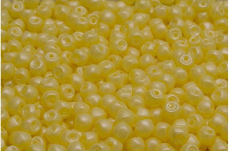 Mushroom Button Beads, White 29301 (02010-29301), Glass, Czech Republic