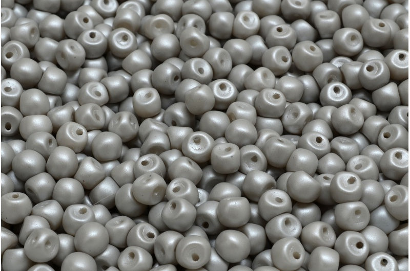 Mushroom Button Beads, White 29320 (02010-29320), Glass, Czech Republic