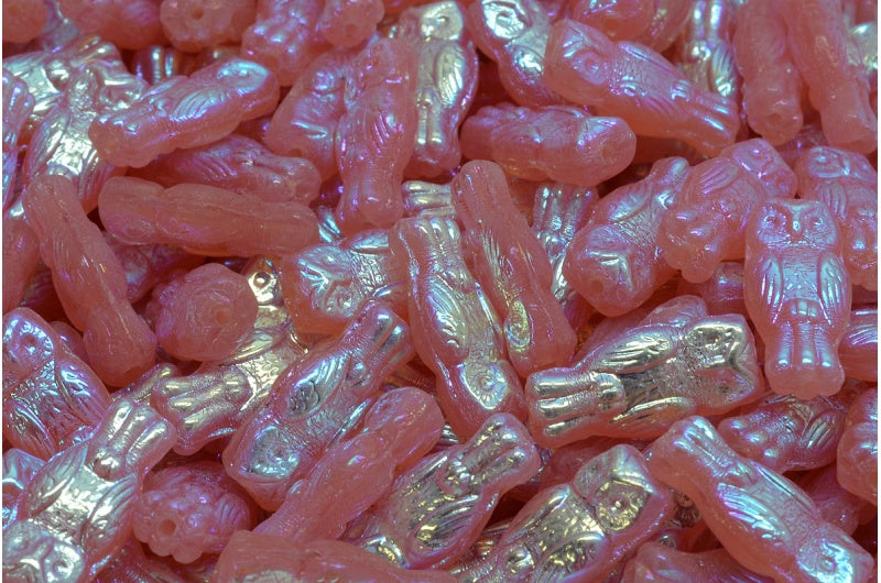 猫头鹰珠子,蛋白石粉红色 Ab 全(2X 面)(71010-28703),玻璃,捷克共和国
