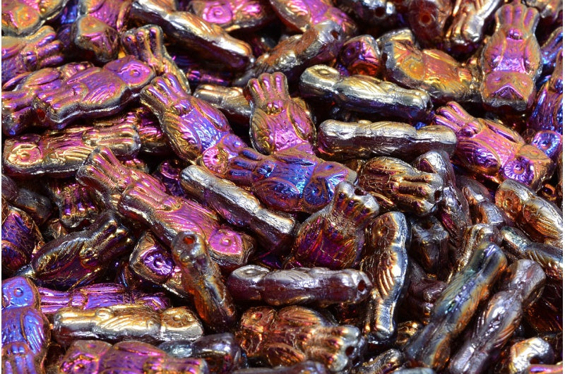 Owl Beads, Transparent Orange Sliperit Full (2X Side) (90030-29503), Glass, Czech Republic