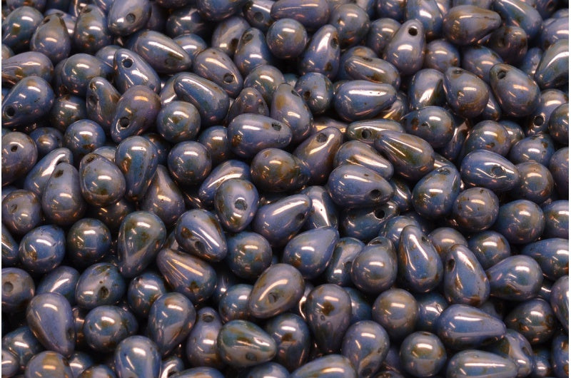 ドロップビーズ、ホワイトステイン、ラスターバイオレット(02010-65426)、ガラス、チェコ共和国