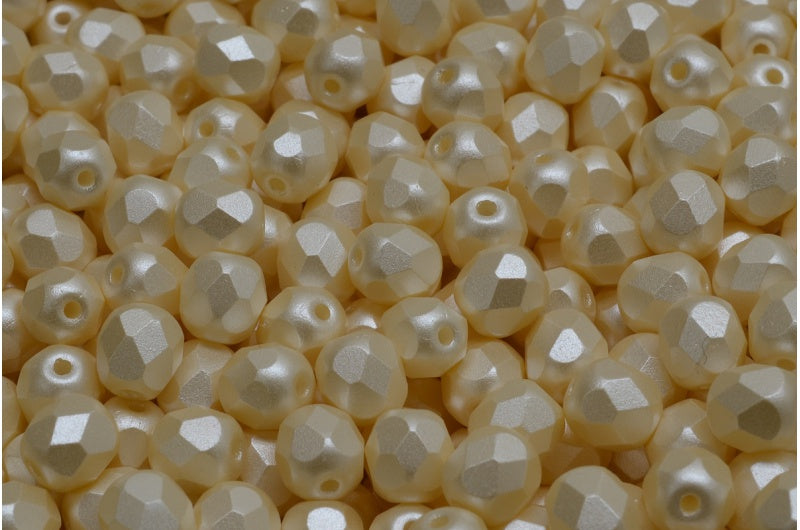 Fire Polished Faceted Beads Round, White 25110 (02010-25110), Bohemia Crystal Glass, Czech Republic