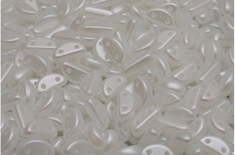 Half Moon Beads, White Pearl White (02010-25001), Glass, Czech Republic