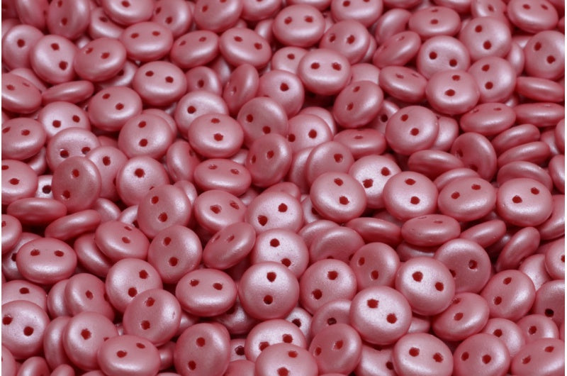 2-Hole Lentil Beads, White 29307 (02010-29307), Glass, Czech Republic