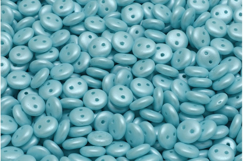 2穴レンズ豆ビーズ、ホワイト 29313 (02010-29313)、ガラス、チェコ共和国