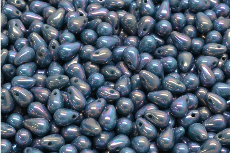 ドロップビーズ、ターコイズネビュラ(63130-15001)、ガラス、チェコ共和国