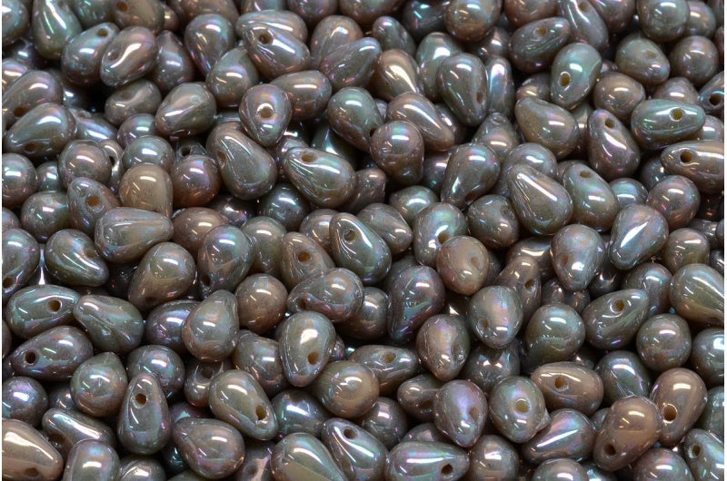 ドロップビーズ、ベージュネビュラ(13020-15001)、ガラス、チェコ共和国