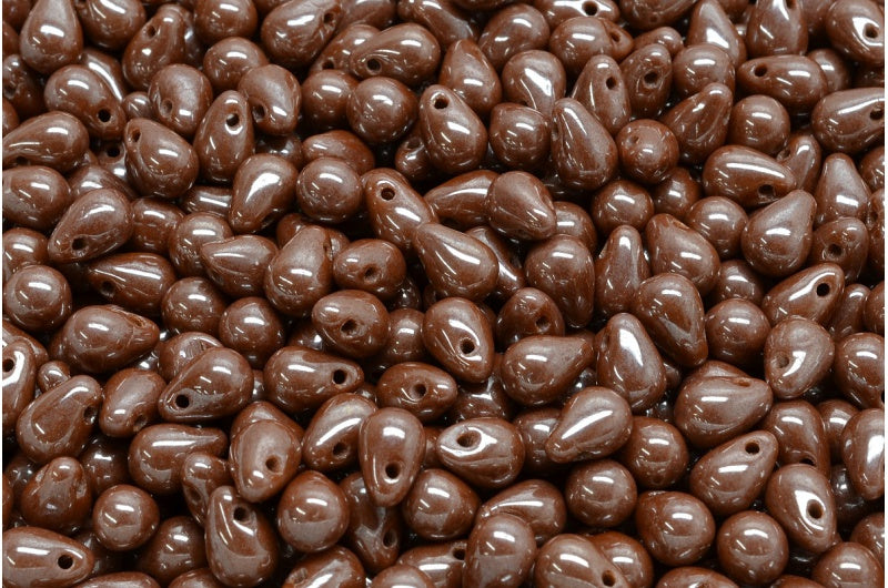 ドロップビーズ、不透明ブラウンヘマタイト(13610-14400)、ガラス、チェコ共和国