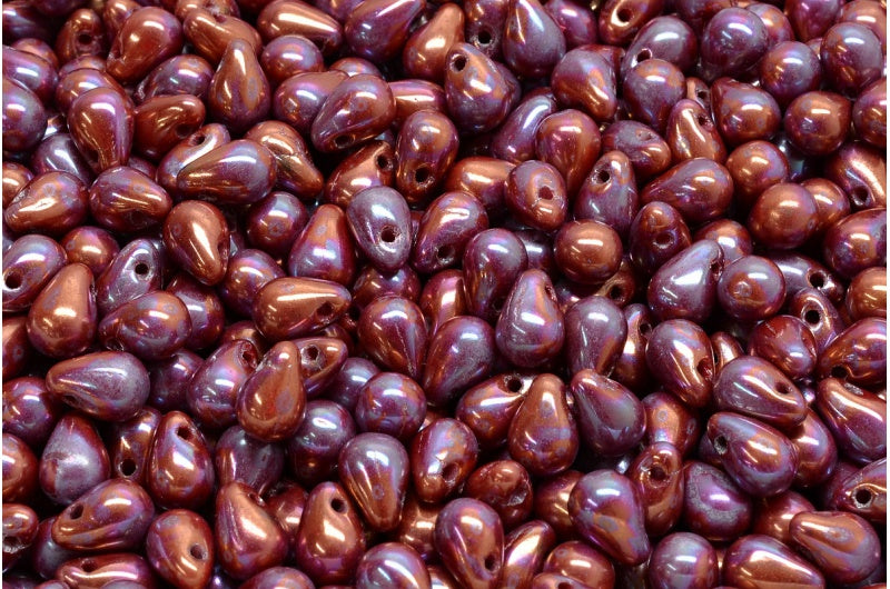 ドロップビーズ、レッドネビュラ(93180-15001)、ガラス、チェコ共和国