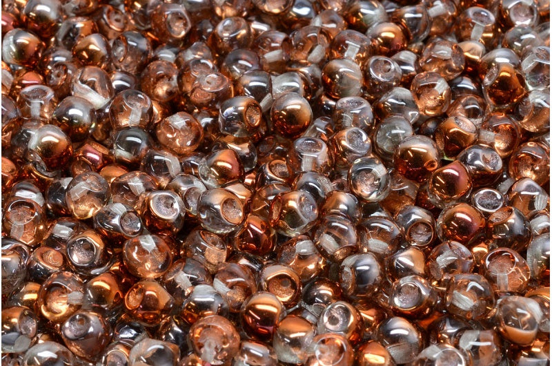 Mushroom Button Beads, Crystal Crystal Pinkyellow Coating (00030-27137), Glass, Czech Republic