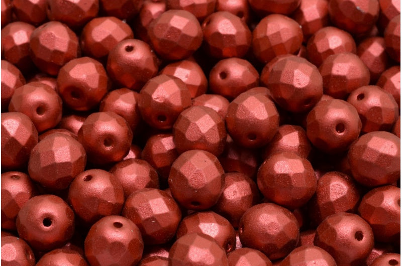 ファセット加工ビーズラウンド、ホワイトラバレッド(02010-01890)、ボヘミアクリスタルガラス、チェコ共和国