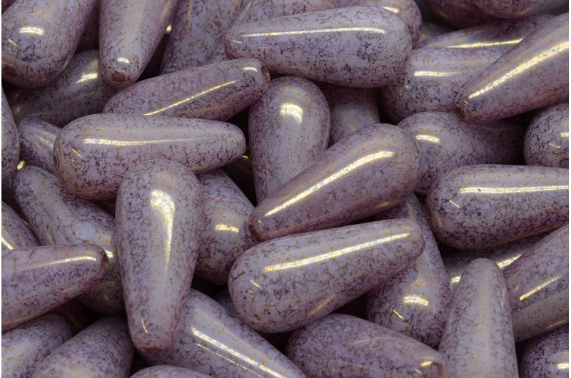 ドロップビーズ、ホワイトテラコッタバイオレット(02010-15496)、ガラス、チェコ共和国