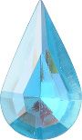 Pear Faceted Pointed Back (Doublets) Crystal Glass Stone, Aqua Blue 4 Transparent With Ab (60010-Abb), Czech Republic