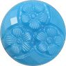 Round With Flowers Fancy Crystal Glass Stone, Aqua Blue 11 Opaque (63042), Czech Republic