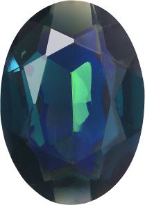 Oval Faceted Pointed Back (Doublets) Crystal Glass Stone, Blue 11 Transparent With Ab (30350-Abb), Czech Republic