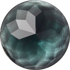 Round Faceted Flat Back Crystal Glass Stone, Blue 12 With Silver (30339-L), Czech Republic