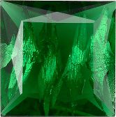 Square Faceted Pointed Back (Doublets) Crystal Glass Stone, Green 1 With Silver (50640-Ag-Tw), Czech Republic